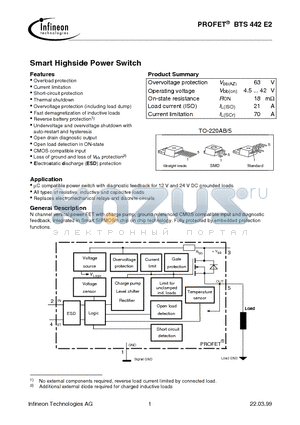 BTS442E2E3062A datasheet - Smart Highside Power Switch