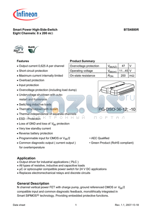 BTS4880R datasheet - Smart Power High-Side-Switch