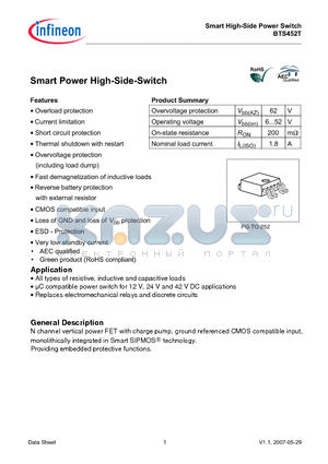 BTS452T datasheet - Smart Power High-Side-Switch