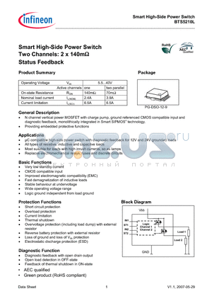 BTS5210L datasheet - Smart High-Side Power Switch