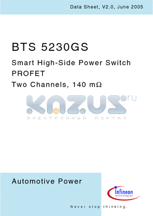 BTS5230GS datasheet - Smart High-Side Power Switch PROFET