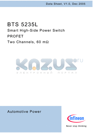 BTS5235L datasheet - Smart High-Side Power Switch PROFET Two Channels, 60 m
