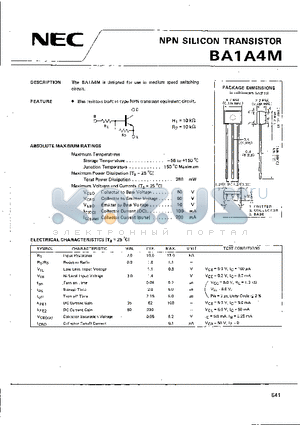 BA1A4M datasheet - NPN SILICON TRANSISTOR