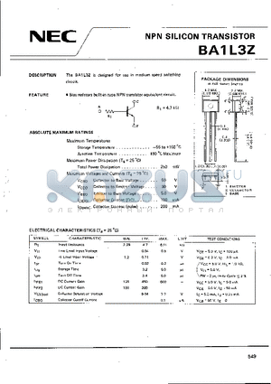 BA1L3Z datasheet - NPN SILICON TRANSISTOR