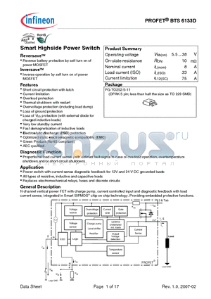 BTS6133D datasheet - Smart Highside Power Switch