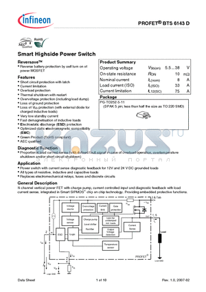 BTS6143D datasheet - Smart Highside Power Switch