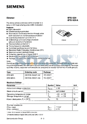 BTS629 datasheet - Dimmer