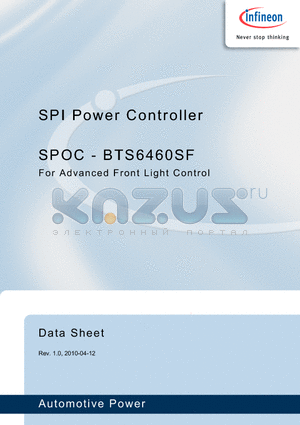 BTS6460SF datasheet - SPI Power Controller