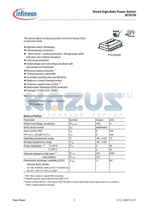 BTS730_07 datasheet - Smart High-Side Power Switch