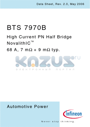 BTS7970B datasheet - High Current PN Half Bridge NovalithIC 68 A, 7 m  9 m typ.