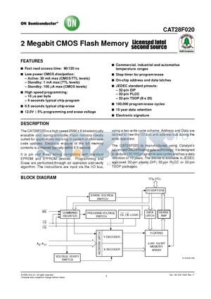 CAT28F020HI-90T datasheet - 2 Megabit CMOS Flash Memory