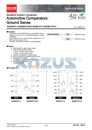 BA2901YF-C datasheet - Automotive Comparators:Ground Sense