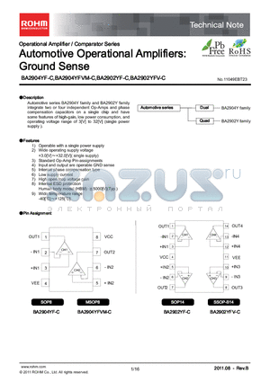 BA2902YFV-C datasheet - Automotive Operational Amplifiers: Ground Sense