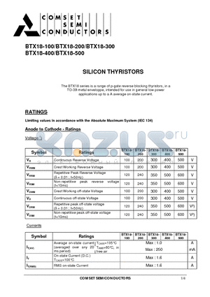 BTX18-400 datasheet - SILICON THYRISTORS