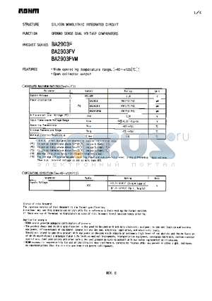 BA2903FV datasheet - GROUND SENSE DUAL VOLTAGE COMPARATORS