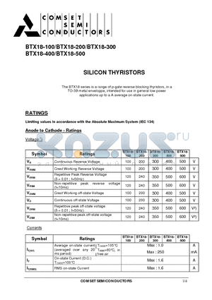 BTX18-300 datasheet - SILICON THYRISTORS