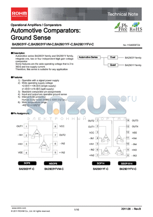 BA2903YFVM-C datasheet - Automotive Comparators:Ground Sense