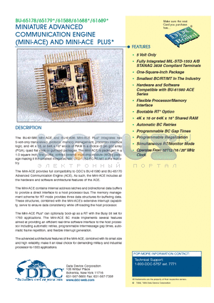 BU-61588 datasheet - MINIATURE ADVANCED COMMUNICATION ENGINE (MINI-ACE) AND MINI-ACE PLUS