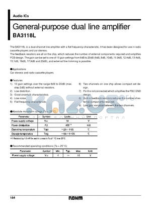 BA3118L datasheet - General-purpose dual line amplifier