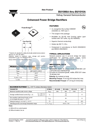 BU1006A5S-E345 datasheet - Enhanced Power Bridge Rectifiers