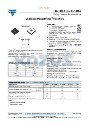 BU1008A datasheet - Enhanced PowerBridge Rectifiers