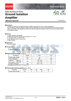 BA3121F datasheet - Ground Isolation Amplifier