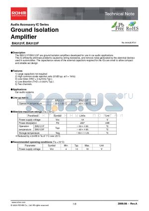 BA3123F datasheet - Ground Isolation Amplifier