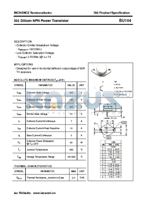 BU104 datasheet - isc Silicon NPN Power Transistor