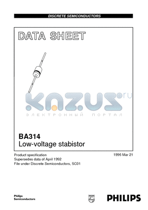 BA314 datasheet - Low-voltage stabistor