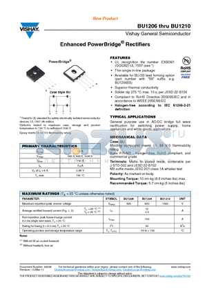 BU1210 datasheet - Enhanced PowerBridge Rectifiers