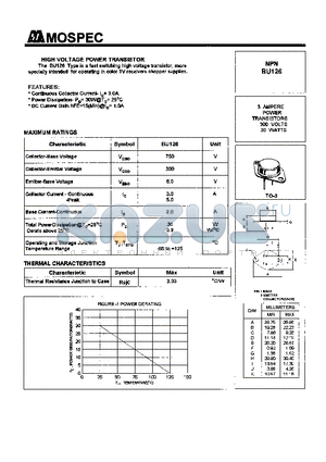 BU126 datasheet - POWER TRANSISTORS(3A,300V,30A)
