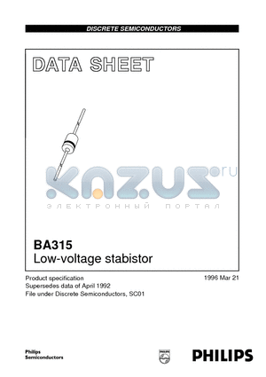 BA315 datasheet - Low-voltage stabistor