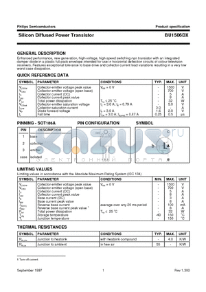 BU1506 datasheet - Silicon Diffused Power Transistor