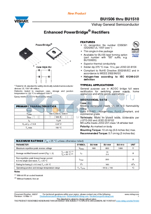 BU1506 datasheet - Enhanced PowerBridge Rectifiers