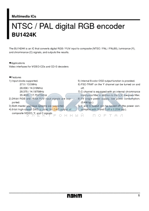 BU1424K datasheet - NTSC / PAL digital RGB encoder