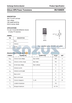 BU1506DX datasheet - Silicon NPN Power Transistors