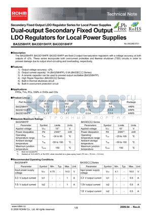 BA3258HFP_09 datasheet - Dual-output Secondary Fixed Output LDO Regulators for Local Power Supplies