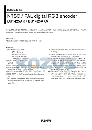 BU1425AK datasheet - NTSC / PAL digital RGB encoder
