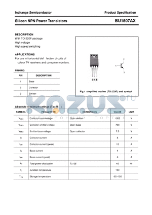 BU1507AX datasheet - Silicon NPN Power Transistors