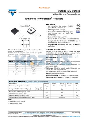 BU1508 datasheet - Enhanced PowerBridge Rectifiers