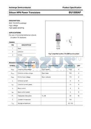 BU1508AF datasheet - Silicon NPN Power Transistors