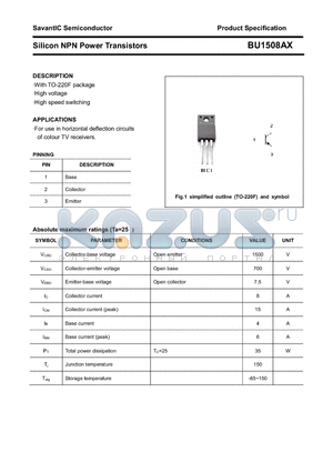 BU1508AX datasheet - Silicon NPN Power Transistors
