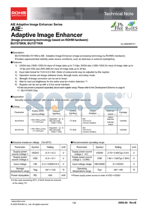 BU1570KN-E2 datasheet - AIE: Adaptive Image Enhancer