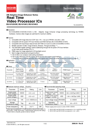 BU1572GUW datasheet - Real Time Video Processor ICs