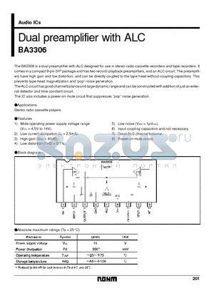 BA3306 datasheet - Dual preamplifier with ALC