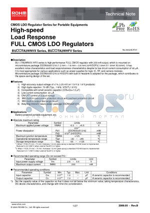 BU15TA2WNVX-TR datasheet - High-speed Load Response FULL CMOS LDO Regulators