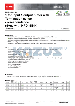 BU16006KV datasheet - 1 for input 1 output buffer with Termination sense correspondence