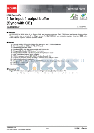 BU16025MUV-E2 datasheet - 1 for input 1 output buffer (Sync with OE)