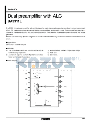 BA3311L datasheet - Dual preamplifier with ALC