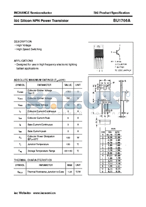 BU1706A datasheet - isc Silicon NPN Power Transistor